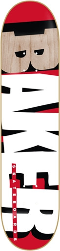 BAKER RESET LOGO SKATEBOARD DECK -8.25 RED/WHT/WOOD