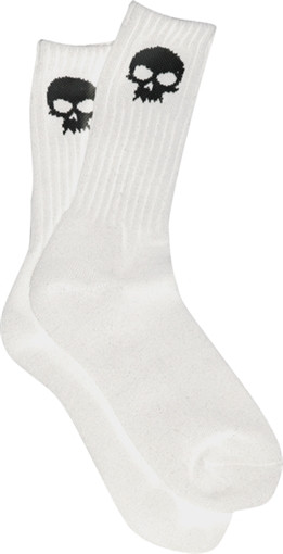 ZERO SKULL CREW SOCKS WHT BLK single pair