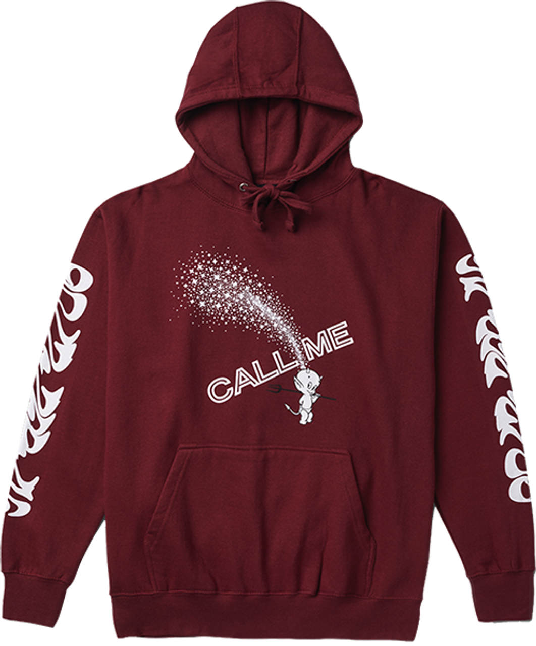 CALL ME 917 DEVIL CALLS HOODY SWEATSHIRT SMALL MAROON