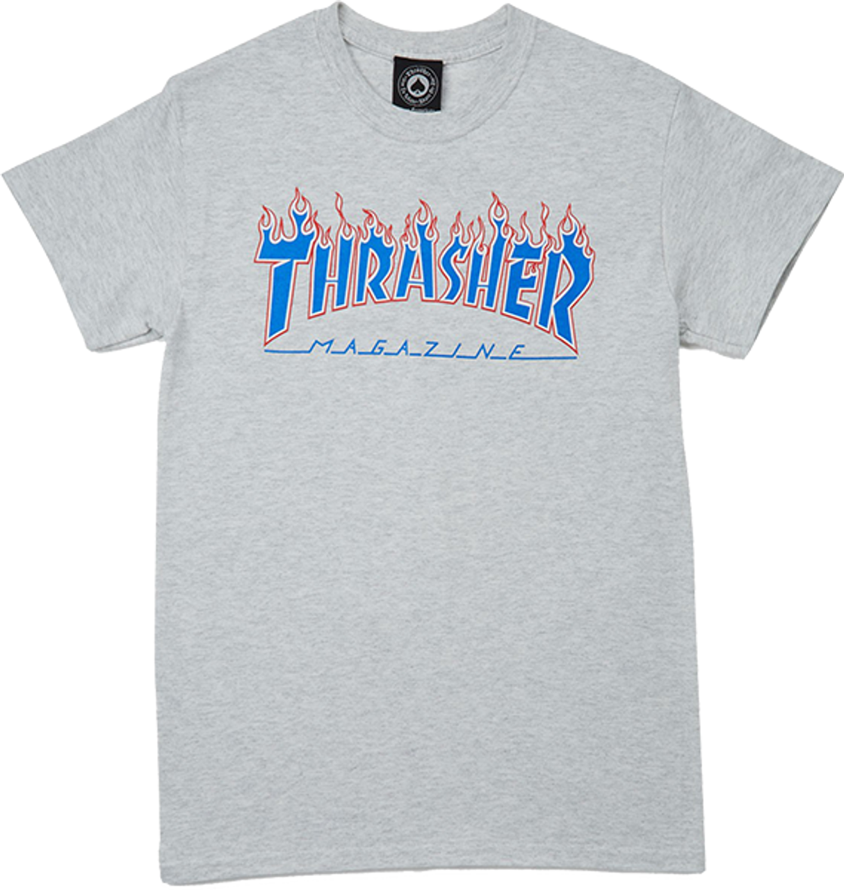 THRASHER PATRIOT FLAME SS TSHIRT LARGE  HEATHER GREY