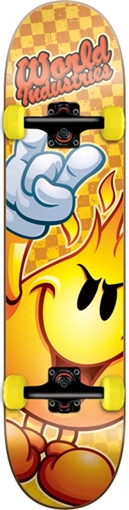 WORLD INDUSTRIES FLAMEBOY ROUGH CHECKER Skateboard Complete-7.6