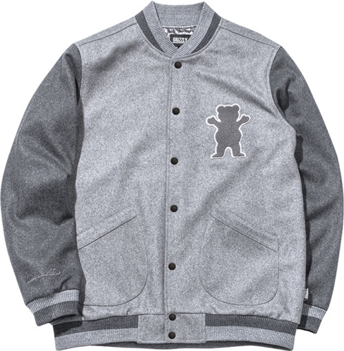 GRIZZLY SILVERTIP WOOL VARSITY JACKET XLARGE GREY