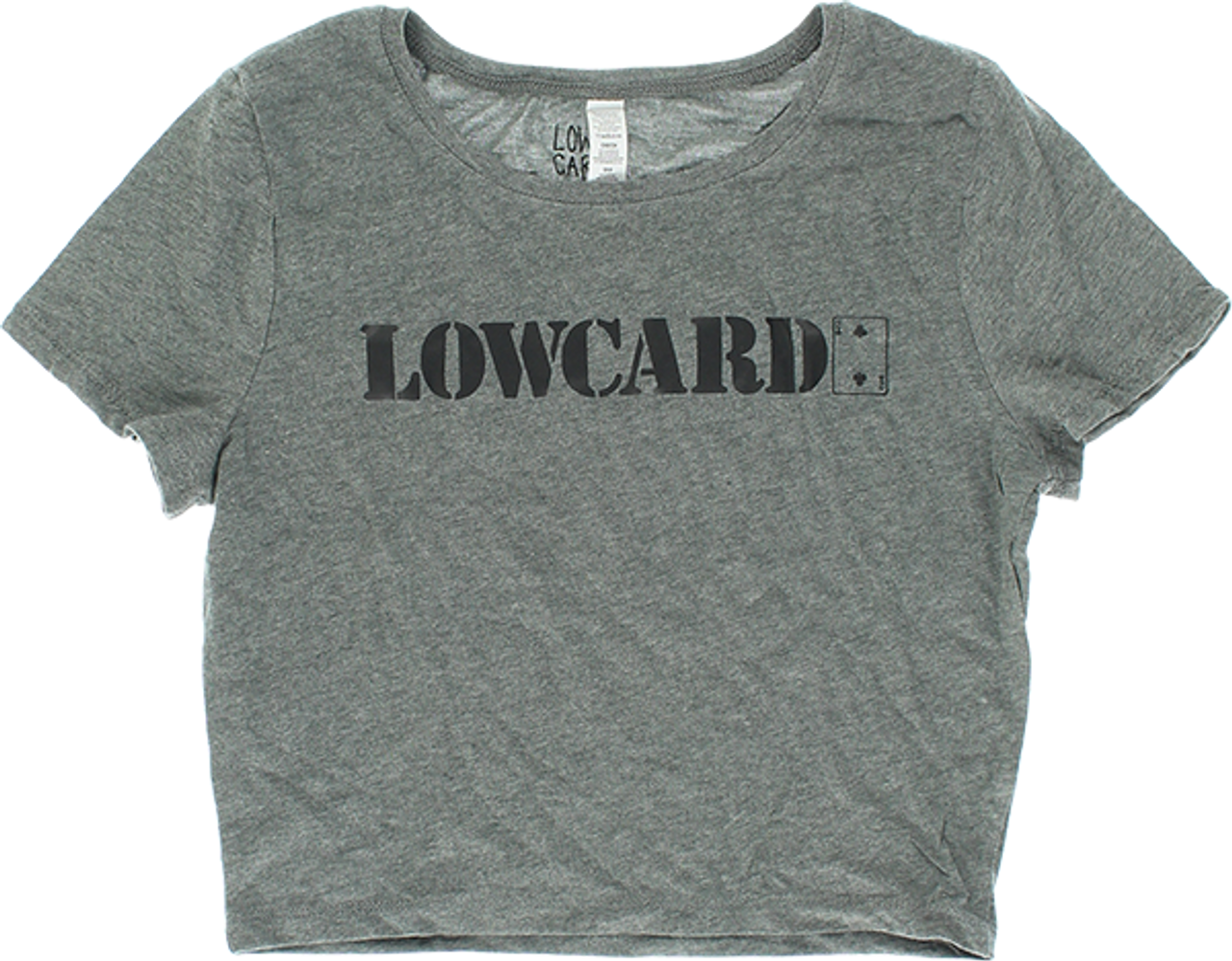 LOWCARD LOGO CROP TOP XS SMALL HEATHER GREY BLK