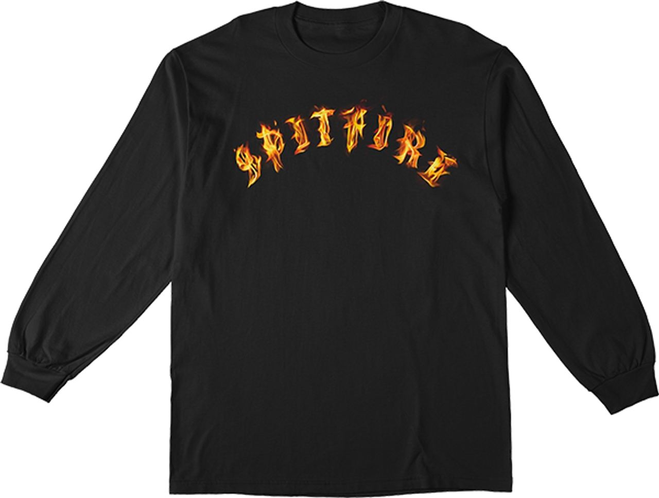 SPITFIRE OLD E FLAMED LONGSLEEVE MEDIUM BLACK