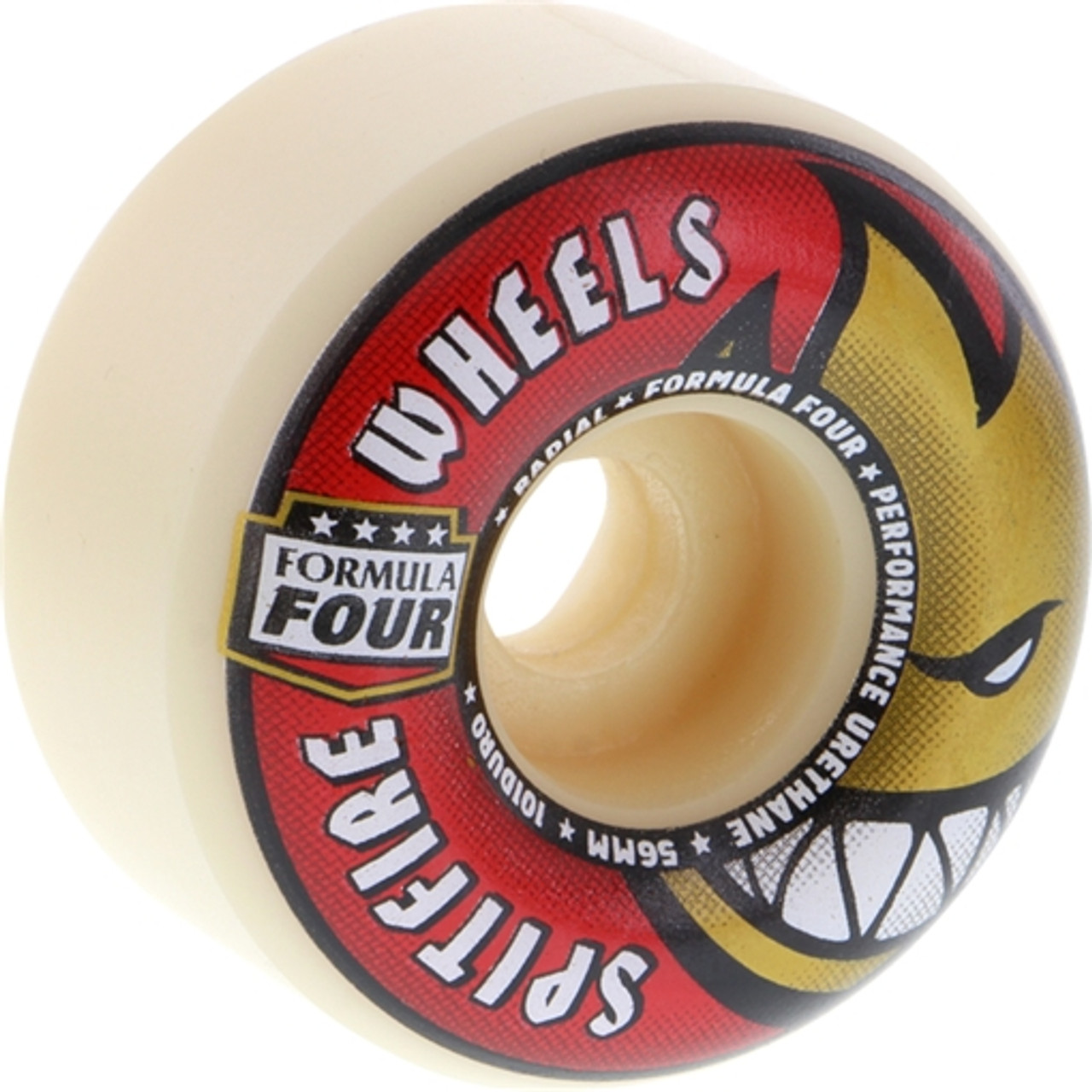 SPITFIRE FORMULA 4 101d RADIALS 56mm WHT W/RED/GOLD Skateboard Wheels Set