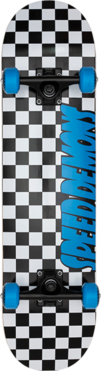 SPEED DEMONS CHECKERS SKATEBOARD COMPLETE 7.75 BLK/BLUE