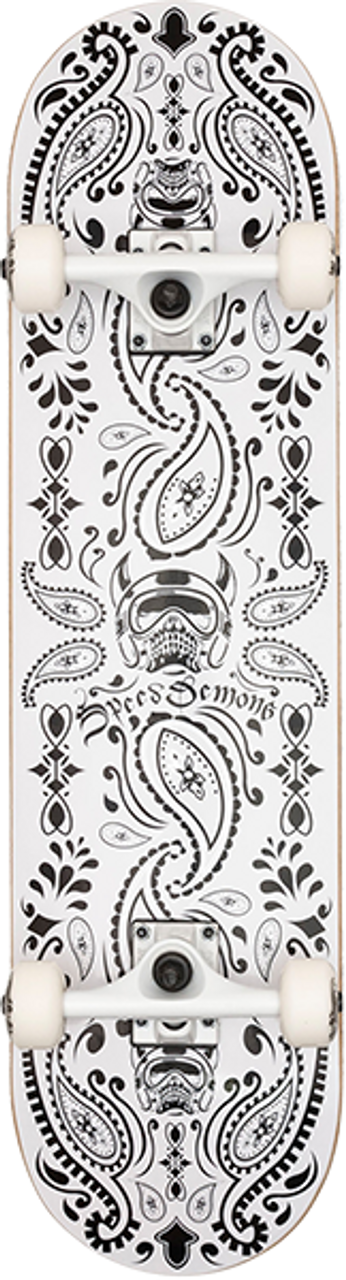 SPEED DEMONS BANDANA SKATEBOARD COMPLETE 7.5 BLK/WHT