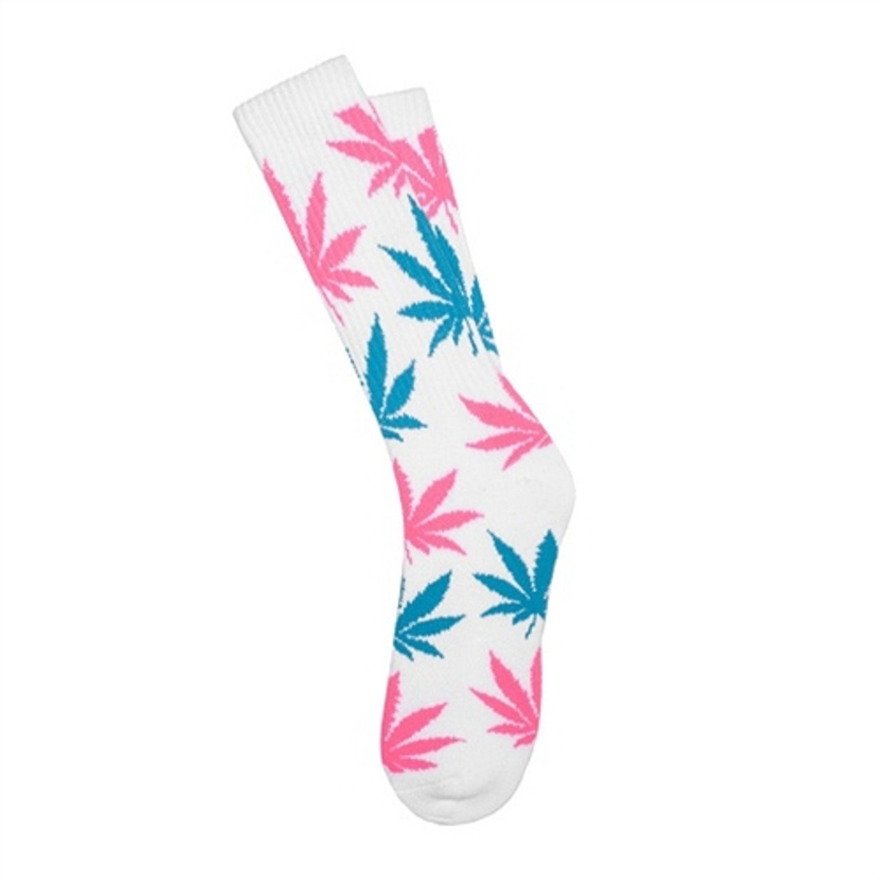 Huf Plantlife Neon Crew Socks Neon White Pink Blue