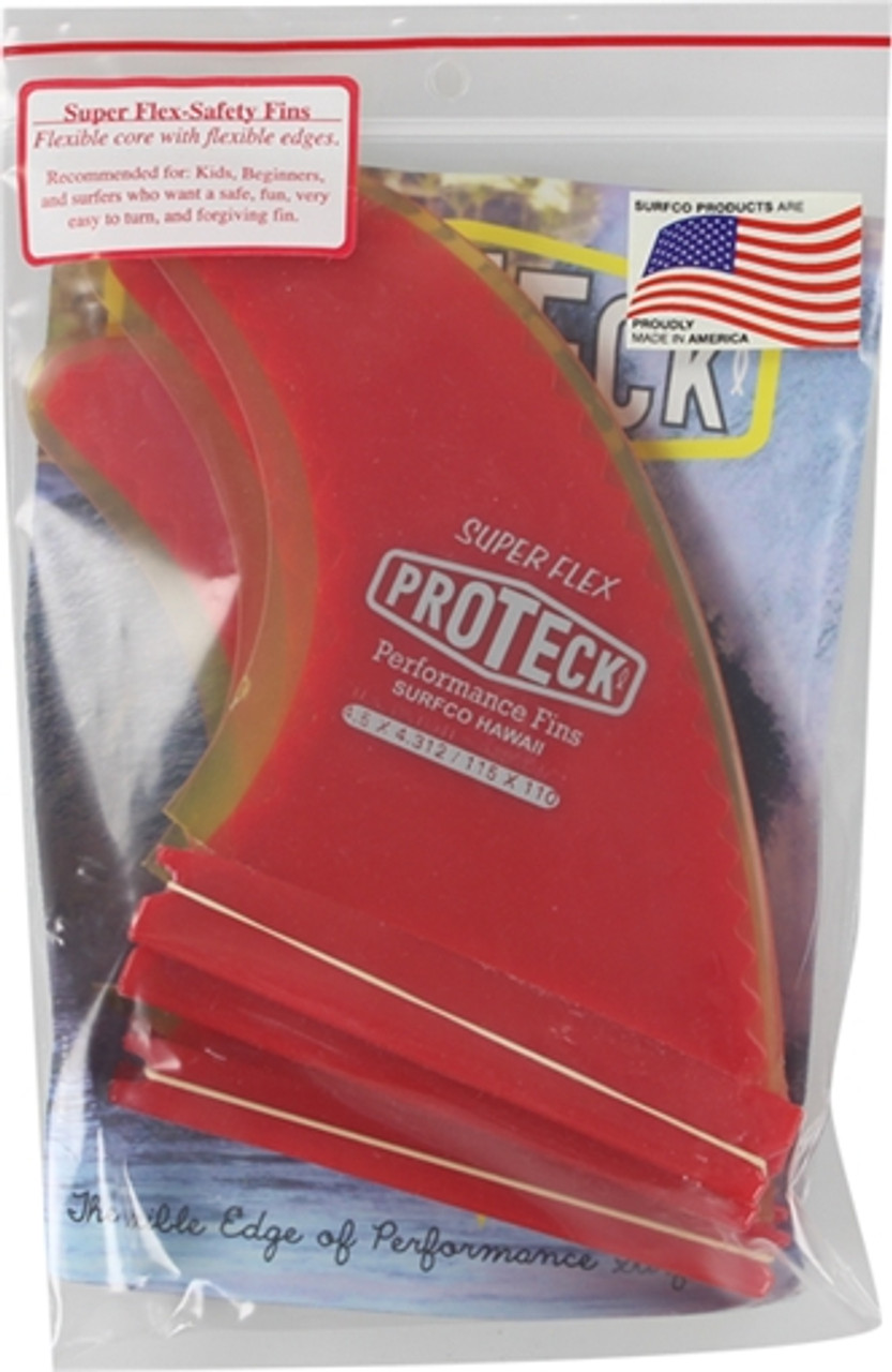 PROTECK SUPER FLEX FFS SUP QUAD SET 4.5 red/yel SURF FINS