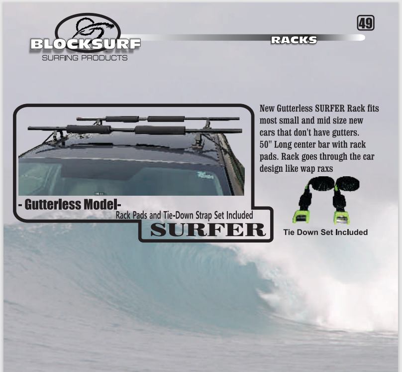 BLOCK SURF HARD RACK SURFER GUTTERLESS MODEL