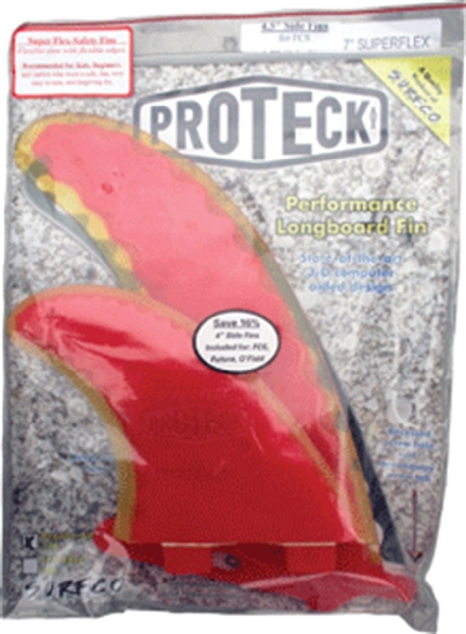 PROTECK SURF FINS SUPER FLEX FCS COMBO 7.0+4.5 red YEL