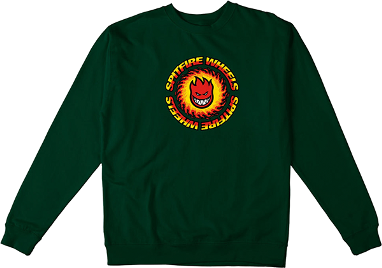 SPITFIRE OG FIREBALL CREWNECK SWEATSHIRT SMALL DK.GRN