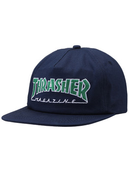 Thrasher Outlined Hat Navy Green Snapback