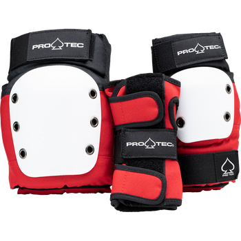 Protec Action JR 3 pk Pads Black Red White Youth Medium