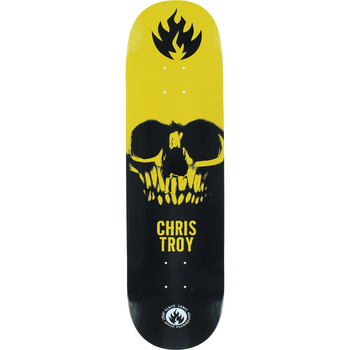 Black Label Troy Skull Skate Deck Black Yellow 8.5