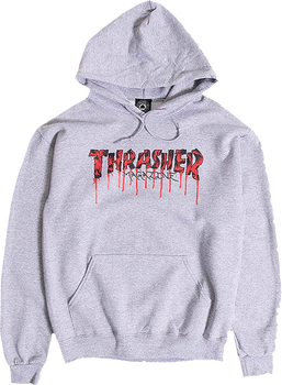 THRASHER BLOOD DRIP HD/SWT L-ASH GREY