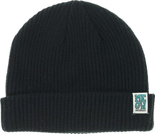 MEOW STACKED LOGO CUFF BEANIE BLACK