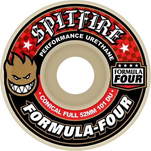 SPITFIRE F4 101a CONICAL FULL 58mm WHT W/RED WHEELS SET