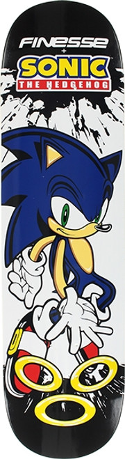 FINESSE SEGA SONIC THE HEDGEHOG SKATE DECK-8.0 BK/WT/BLU