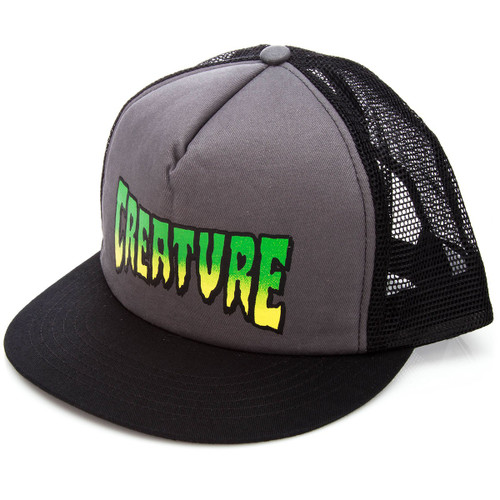Creature Logo Trucker Hat Grey Black Snapback