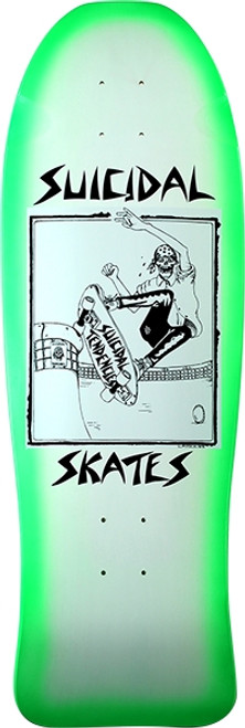 SUICIDAL POOL SKATER REISSUE SKATE DECK-10x30.2 GRN FADE