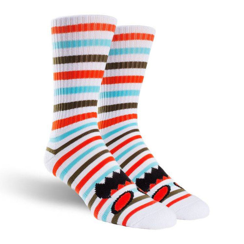 Toy Machine Monster Face Mini Stripe Socks Coral OneSize