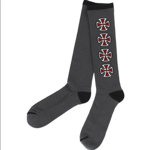 Independent Quad Bar Tall Socks Dark Grey Onesize