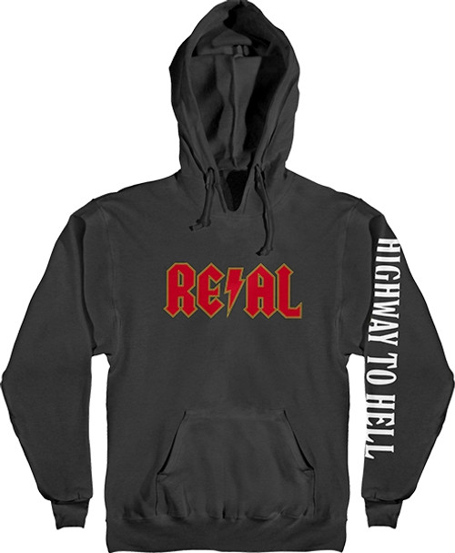 REAL DEEDS HWY 2 HELL HOODIE SWEATSHIRT MEDIUM BLACK