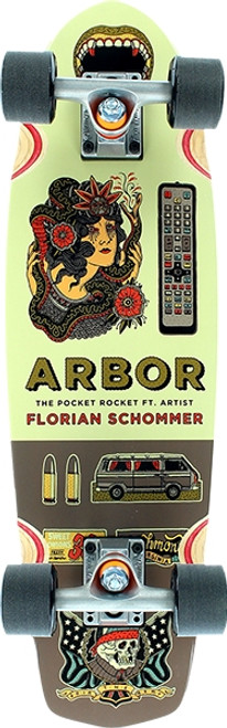 ARBOR ARTIST POCKET ROCKET SKATEBOARD COMPLETE-7.75x26