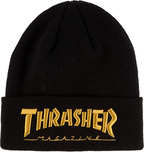 THRASHER EMBROIDERED LOGO BEANIE BLK/GOLD