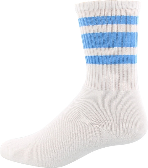 SOCCO SOCKS S/M CREW STRIPE WHT/CAROLINA BLUE 1pr