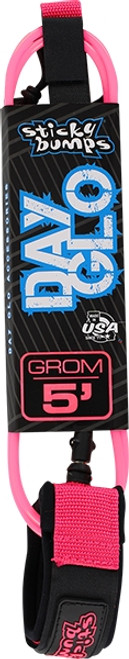 STICKY BUMPS DAY-GLO GROM 5' SURF LEASH PINK