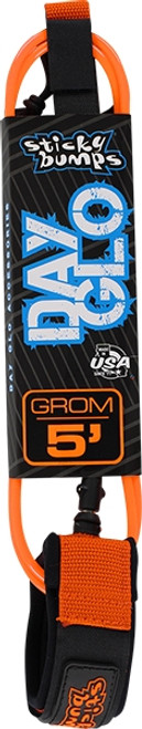 STICKY BUMPS DAY-GLO GROM 5' SURF LEASH ORANGE