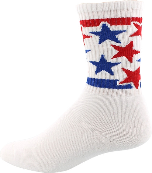 SOCCO SOCKS S/M CREW STAR SPANGLED STARS WHT 1pr