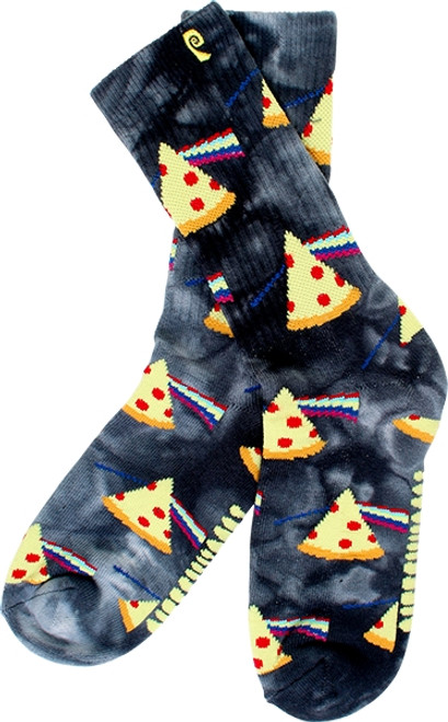 PSOCKADELIC DARKSIDE OF PIZZA DYE CREW SOCKS BLK