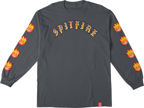 SPITFIRE OLD E BIGHEAD FILL SLEEVE LS LARGE  CHAR/GOLD/RED