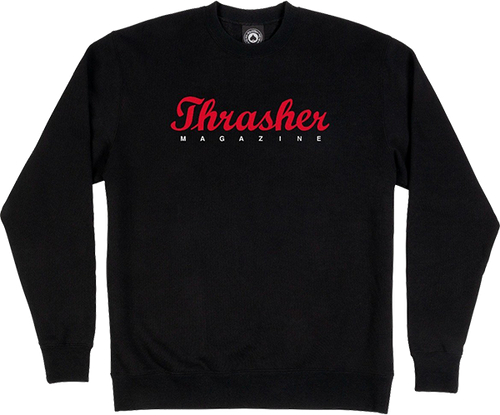 THRASHER SCRIPT CREW/SWT LARGE  BLACK