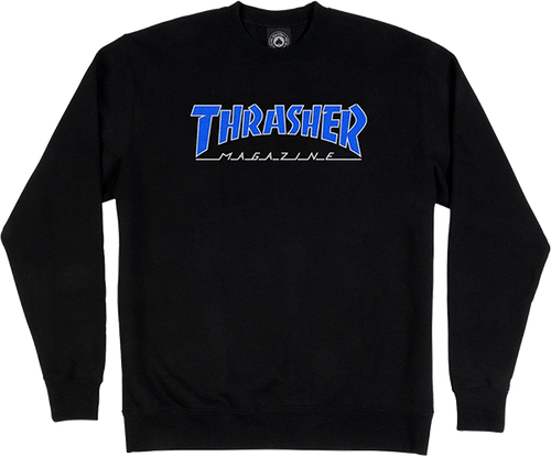 THRASHER OUTLINED CREW/SWT SMALL BLACK/BLUE