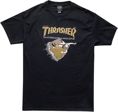 THRASHER FIRST COVER SS TSHIRT SMALL BLACK/GOLD