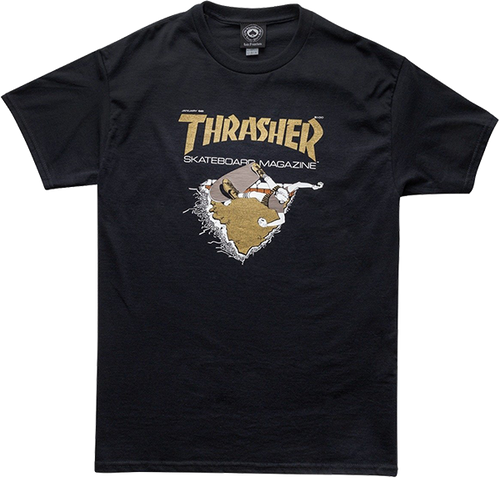 THRASHER FIRST COVER SS TSHIRT MEDIUM BLACK/GOLD