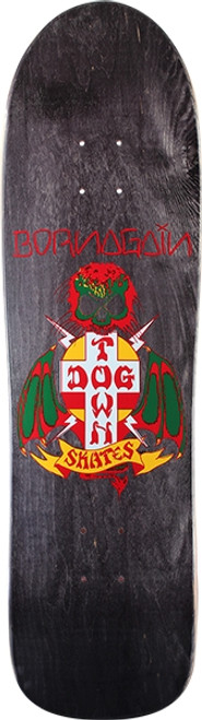 DOGTOWN BORN AGAIN POOL SKATE DECK-8.75x32.5 BLK STAIN w/MOB GRIP