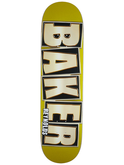Baker Reynolds Brand Name Glitter Skateboard Deck Gold 8.1