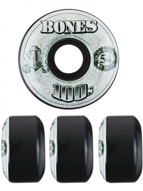 Bones 100 Money V4 O.G. Wheels Set Black Green 52mm