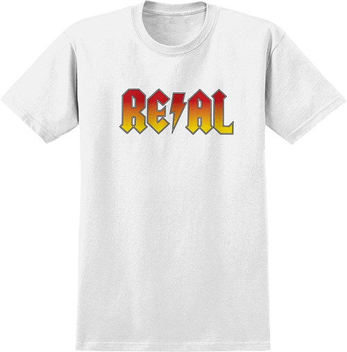 REAL DEEDS HIGHWAY TO HELL SS TSHIRT XLARGE WHITE/RED YL FADE