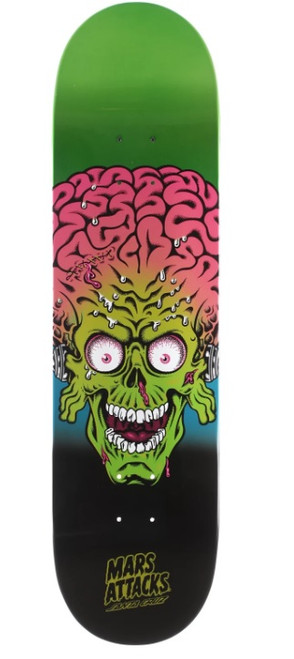 Santa Cruz Mars Attacks Metallic Terror Skateboard Deck Green Pink 8.25