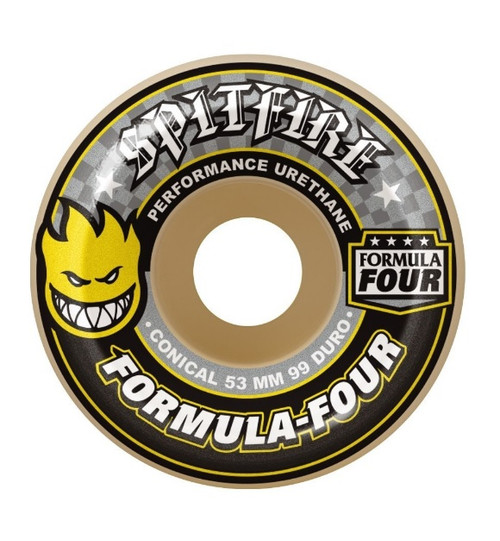 Spitfire F4 Conical Wheels Set Yellow Print 54mm/99d