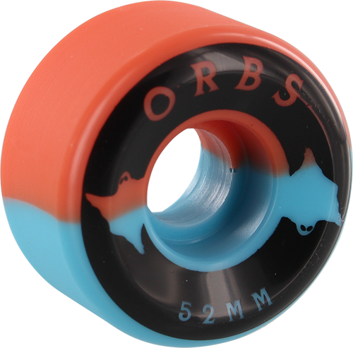 ORBS SPECTERS 52mm 99a  BLUE/CORAL W/BLACK WHEELS SET