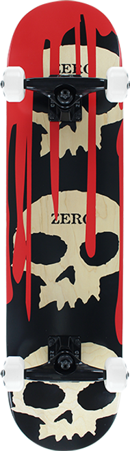 ZERO 3 SKULL BLOOD SKATEBOARD COMPLETE-7.62 NAT/RED/BLK