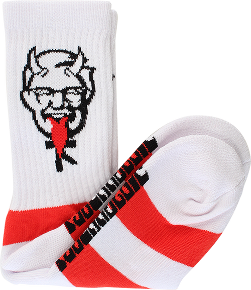 PSOCKADELIC CORONER SANDERS CREW SOCKS WHT/RED 1pr