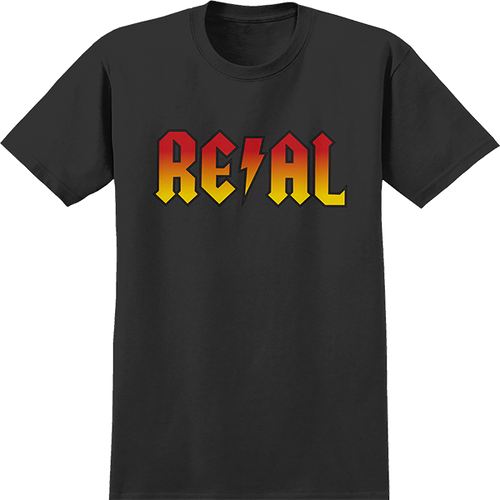 REAL DEEDS HIGHWAY TO HELL SS TSHIRT MEDIUM BLACK/RED YEL FADE